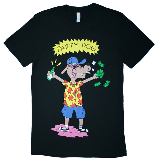 "Party Dog" By Johnny Ryan Tee - Black